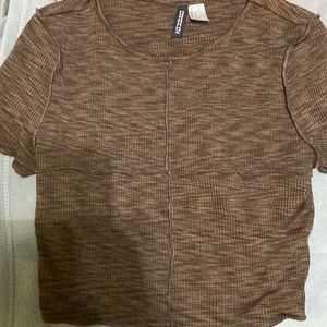 H&M-brown crop top-medium
